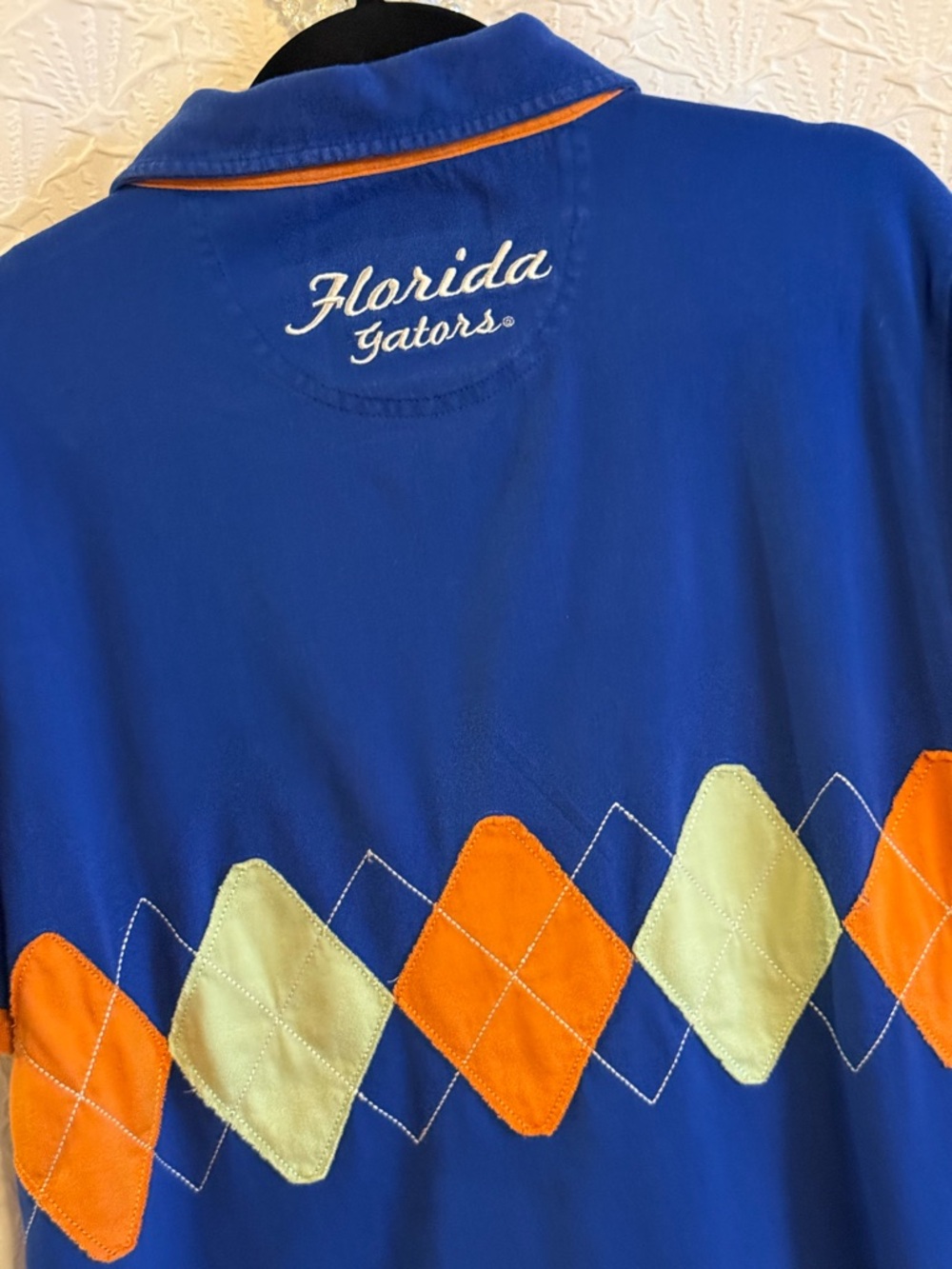 β¨ 18 yr old University of Florida Argyle Embroidered Polo Shirt - Blue & Orange - Picture 11 of 13